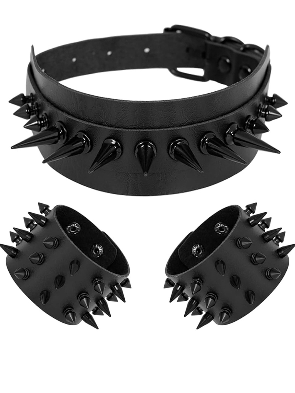 Black Spiked Leather Choker